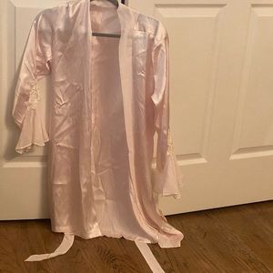 satin robe , light pink with details on lower sleeve